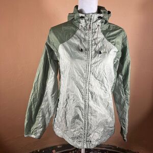 Sierra Designs Microlight Packable Windbreaker Jacket Green Hooded Size L